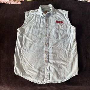 Orlando Predators x Bear-Back vintage embroidered logo denim shirt size medium
